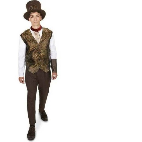 Steampunk Victorian Halloween Costume Large 4 Pc Vest, Shirt, Pants, Hat Mens - Picture 1 of 10